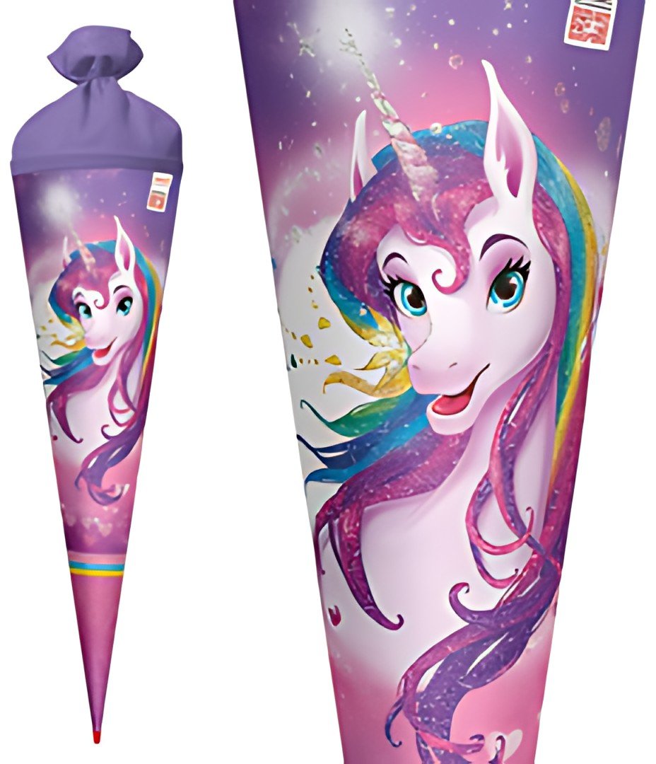 ROTH Schultüte "Einhornportrait, rund, 700 mm, Glitter