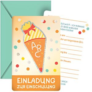 ROTH Einladungskarten-Set "Einschulung" mit Glitzereffekt