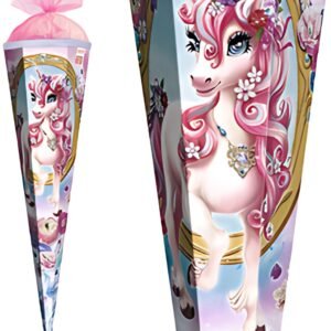 Cône scolaire ROTH "Unicorn Beauty", carré, 850 mm, pailleté