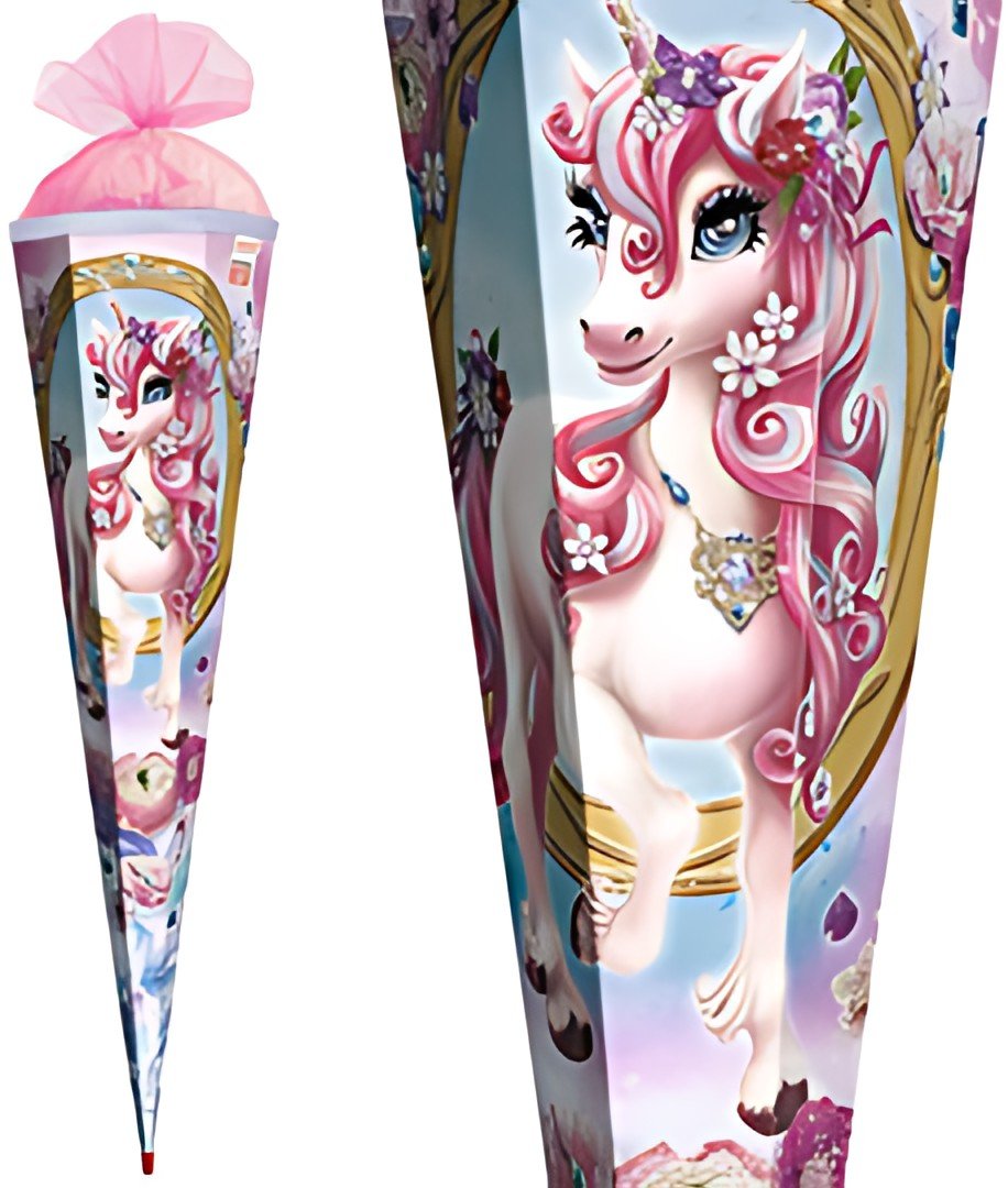 Cône scolaire ROTH "Unicorn Beauty", carré, 850 mm, pailleté