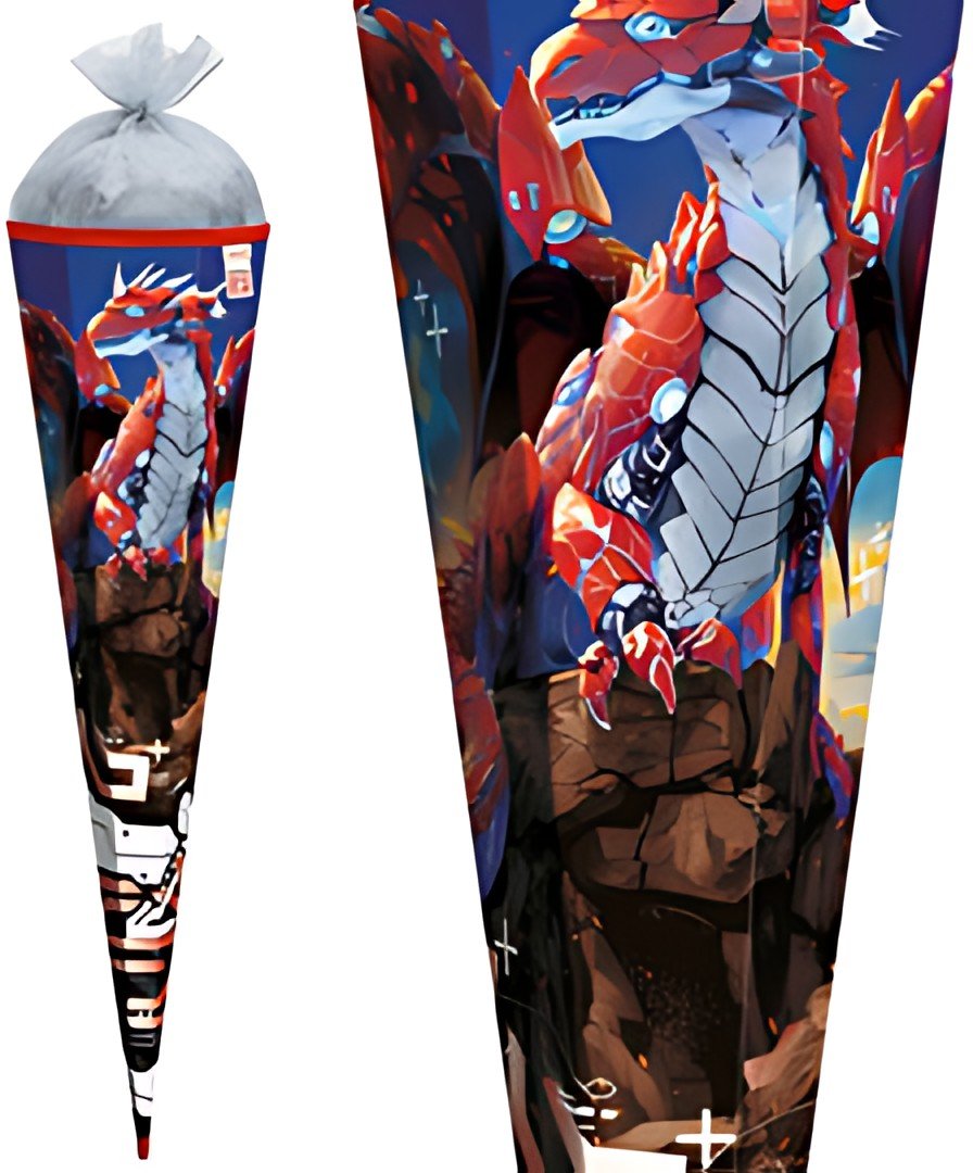Cône d'école à motif ROTH "Robo Dragon", carré, 850 mm, feuille