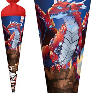 Cône d'école à motif ROTH "Robo Dragon", rond, 700 mm, feuille