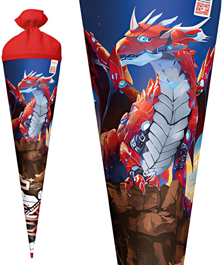 Cône d'école à motif ROTH "Robo Dragon", rond, 700 mm, feuille