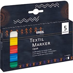 KREUL Marqueurs textiles JAVANA "texi mäx OPAK", 5 pièces