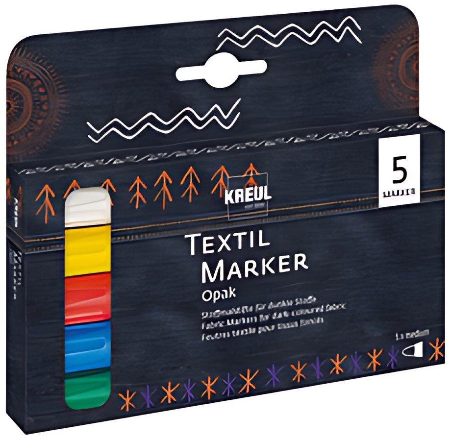 KREUL Marqueurs textiles JAVANA "texi mäx OPAK", 5 pièces