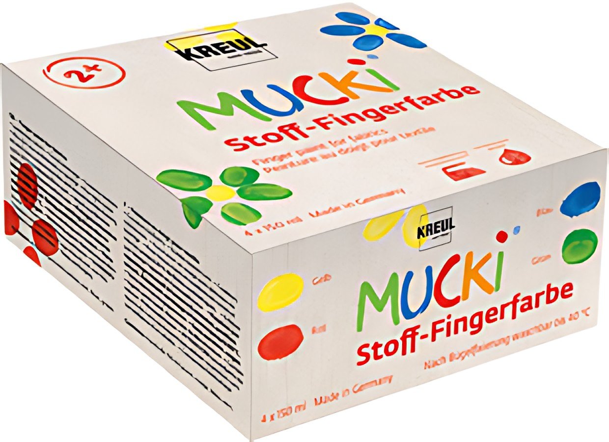 KREUL Peinture au doigt pour textile "MUCKI", kit de 4