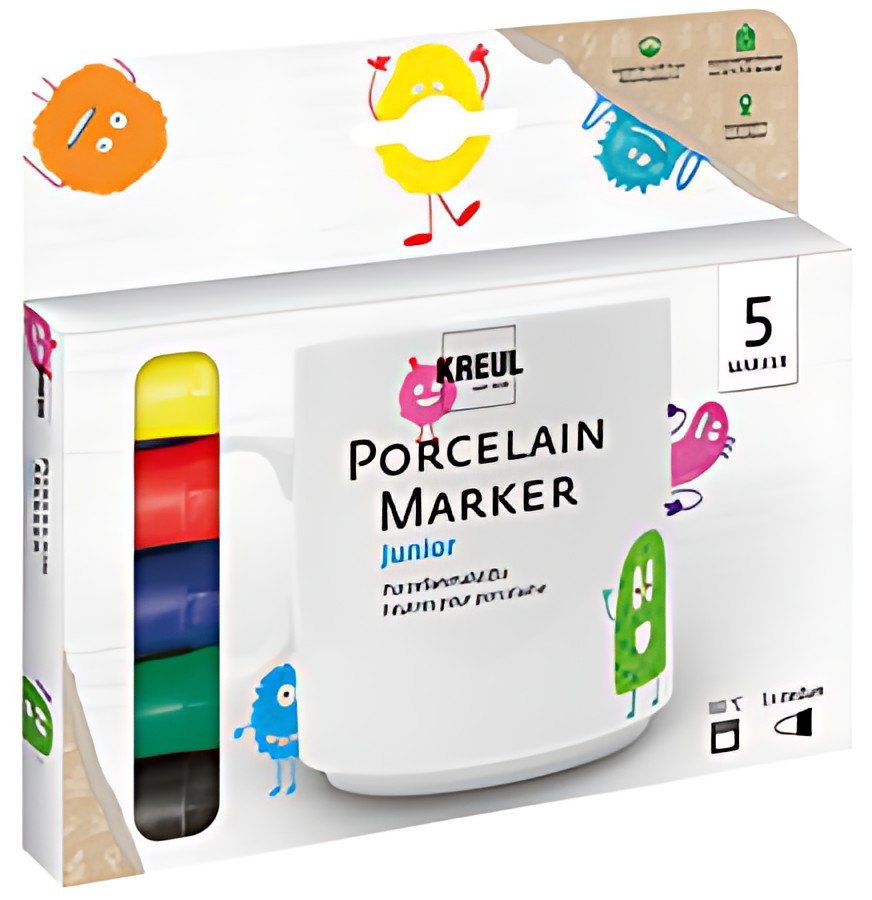 KREUL Marqueur pour porcelaine medium "Junior", set de 5