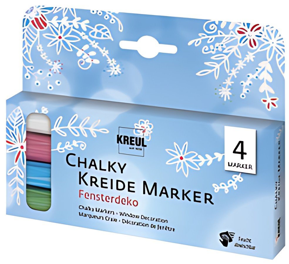 KREUL Marqueur craie Chalky, Medium, kit de 4 décoration de