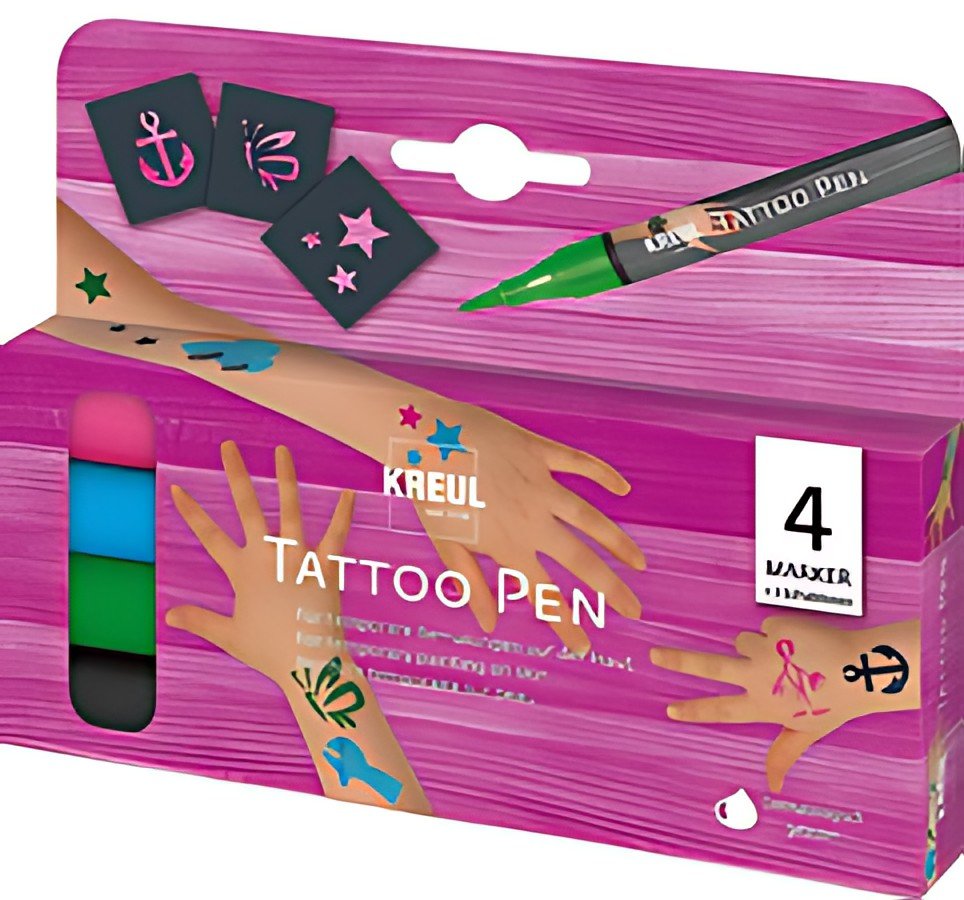 KREUL Stylo de tatouage Tattoo Pen, set de 4 " Ancre, étoile