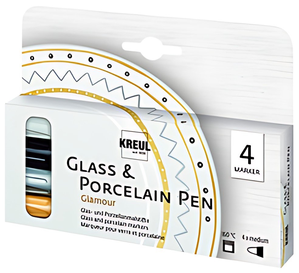 KREUL Marqueur Glass & Porcelain Pen Glamour, set de 4