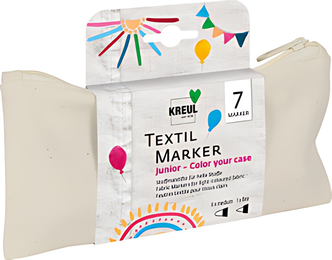 KREUL Feutre textile médium "Junior", kit "Color your case"