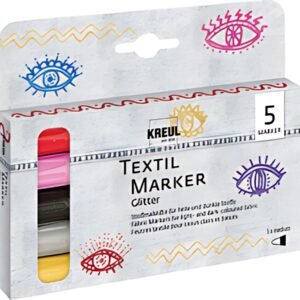 KREUL Feutre textile Glitter, set médium de 5