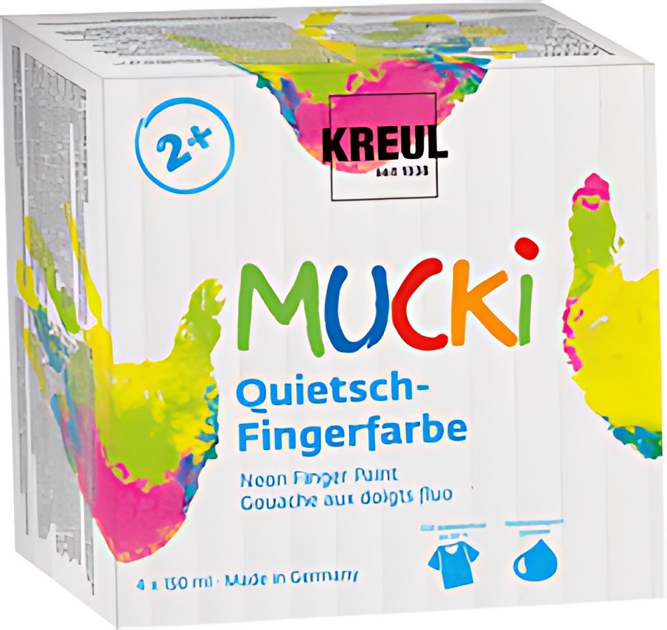 KREUL Gouache aux doigts fluo "MUCKI", 150 ml, set de 4