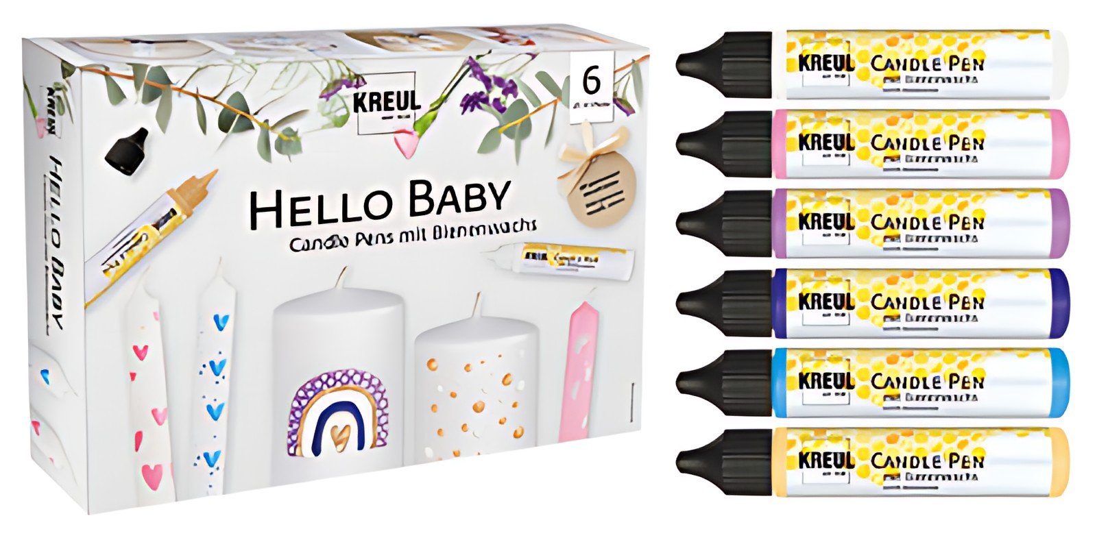 KREUL Candle Pen "Hello Baby", set de 6