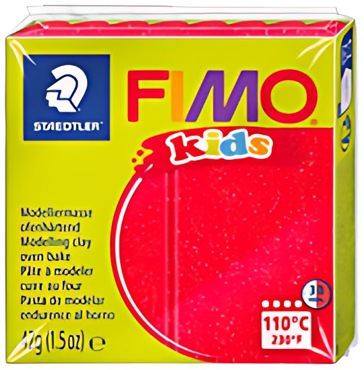 FIMO kids Pâte à modeler, à cuire, 42 g, rouge paillette
