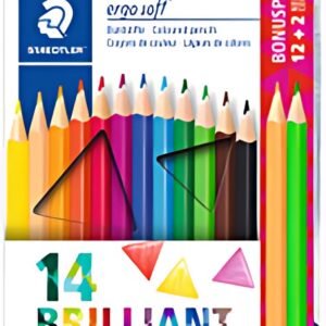 STAEDTLER Crayon de couleur triangulaire ergosoft, 12+2 étui