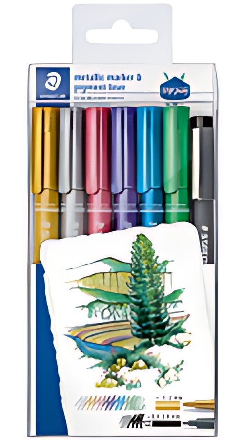 STAEDTLER Marqueur permanent Metallic, étui de 6 + feutre
