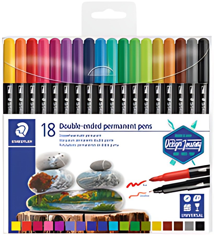 STAEDTLER Feutre double pointe permanent, étui de 18