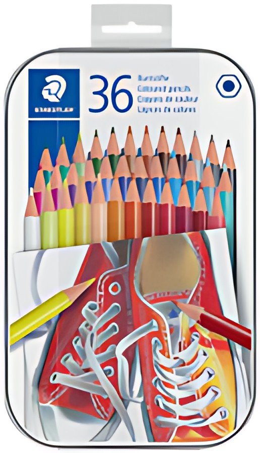 STAEDTLER Crayon de couleur hexagonal, étui en métal de 36
