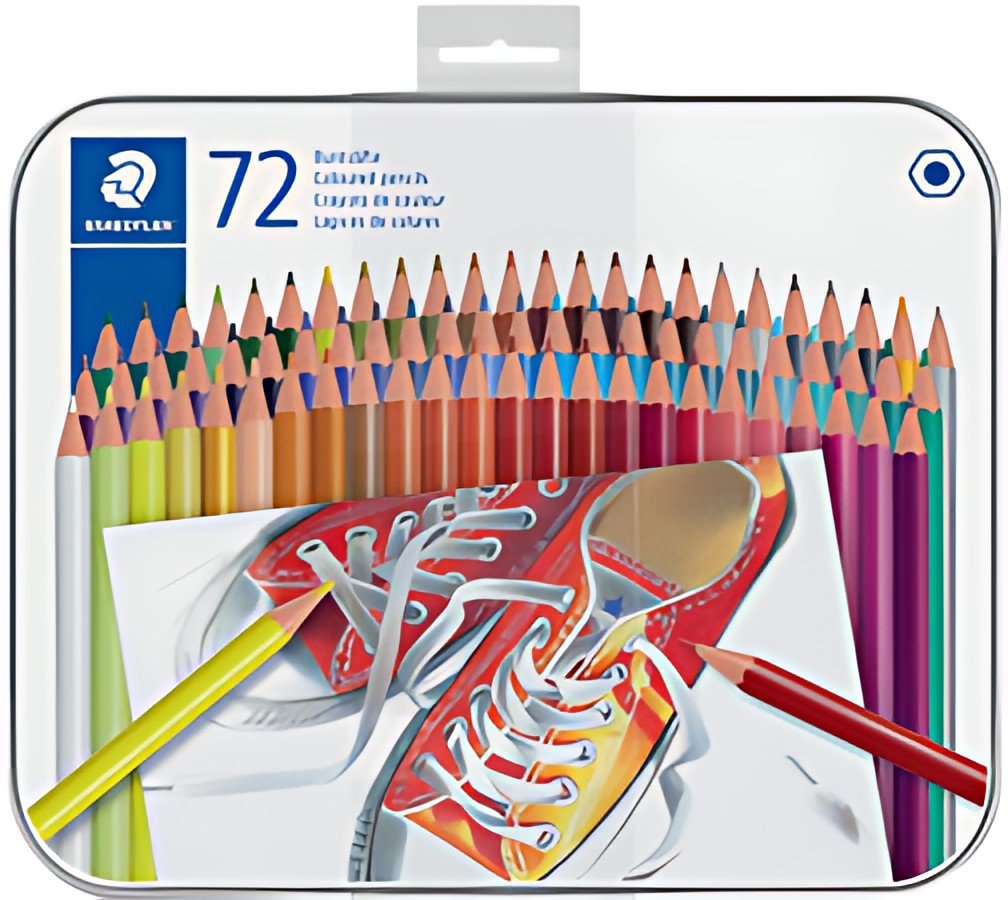 STAEDTLER Crayon de couleur hexagonal, étui en métal de 72