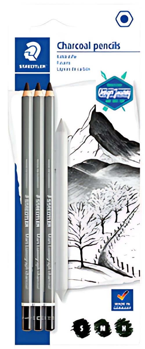 STAEDTLER Crayon fusain Mars Lumograph charcoal blister de 4