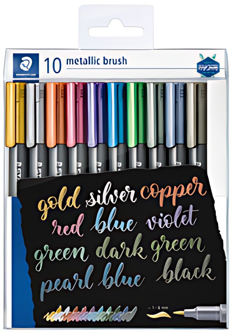 STAEDTLER Feutre pinceau metallic brush, étui de 10