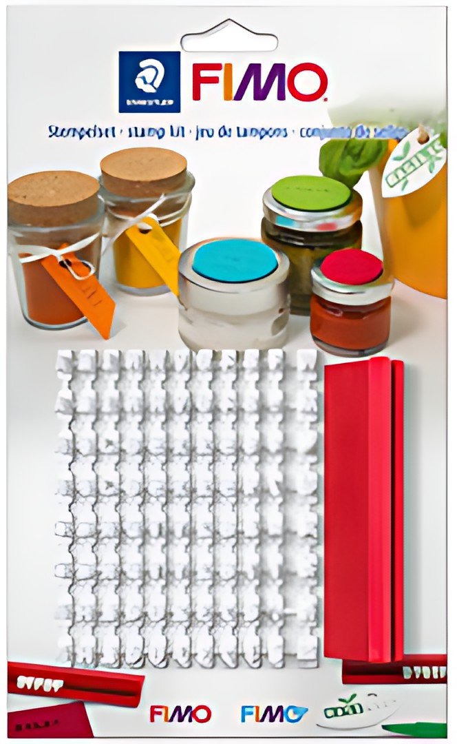 FIMO Jeu de tampons, en plastique, 88 signes, blanc