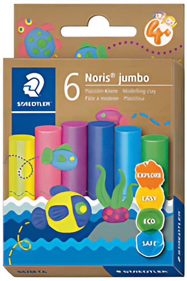 STAEDTLER Pâte à modeler plastiline Noris jumbo, 6 couleurs