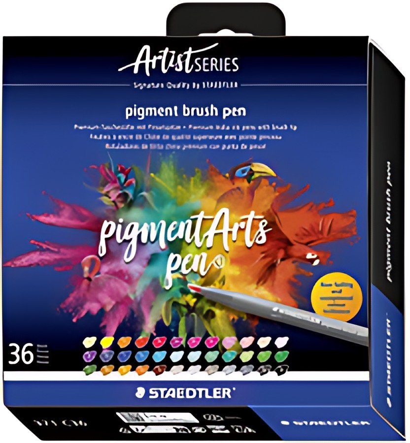 STAEDTLER Feutre pigment brush pen, étui carton de 36