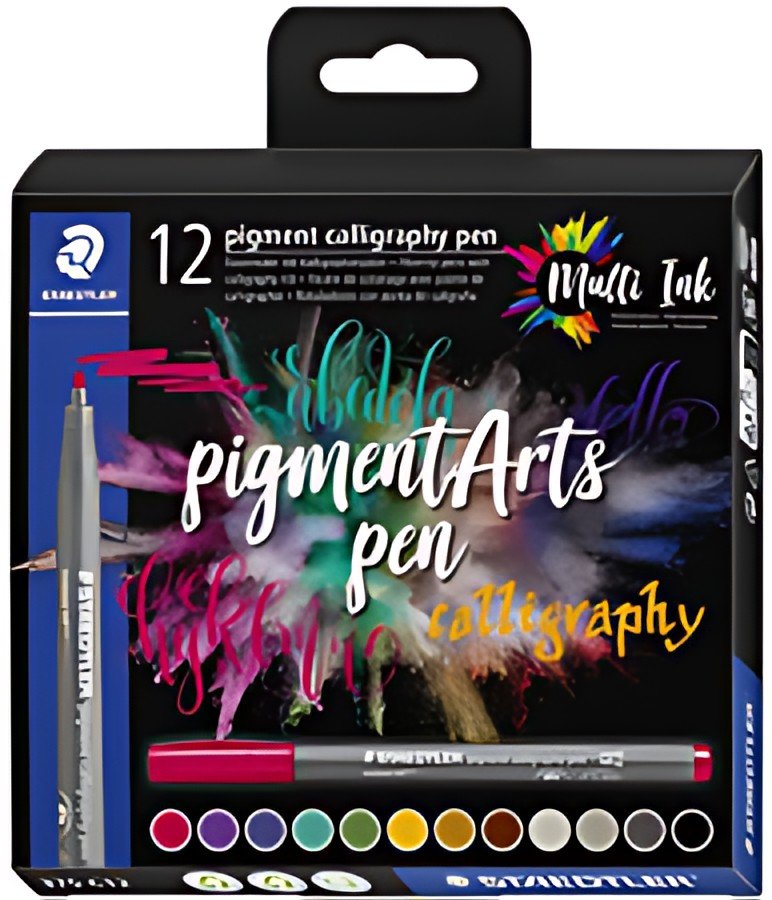STAEDTLER Feutre pigment calligraphy pen, étui de 12