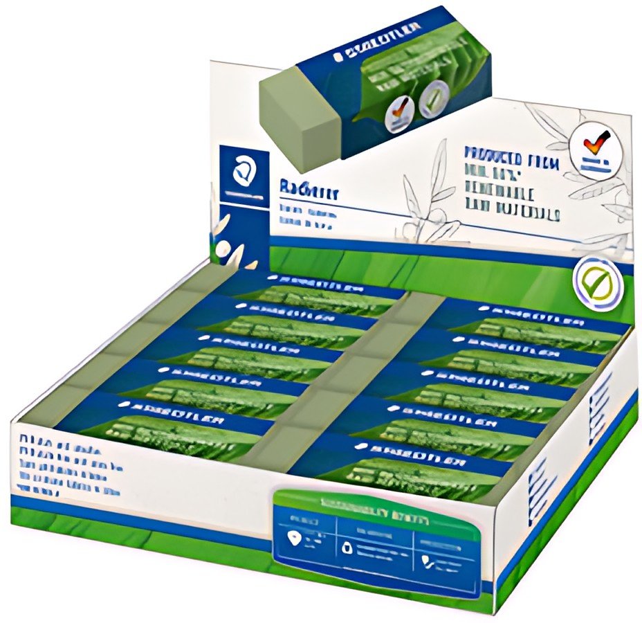 STAEDTLER Gomme, 65 x 23 x 13 mm, vert olive, présentoir 20