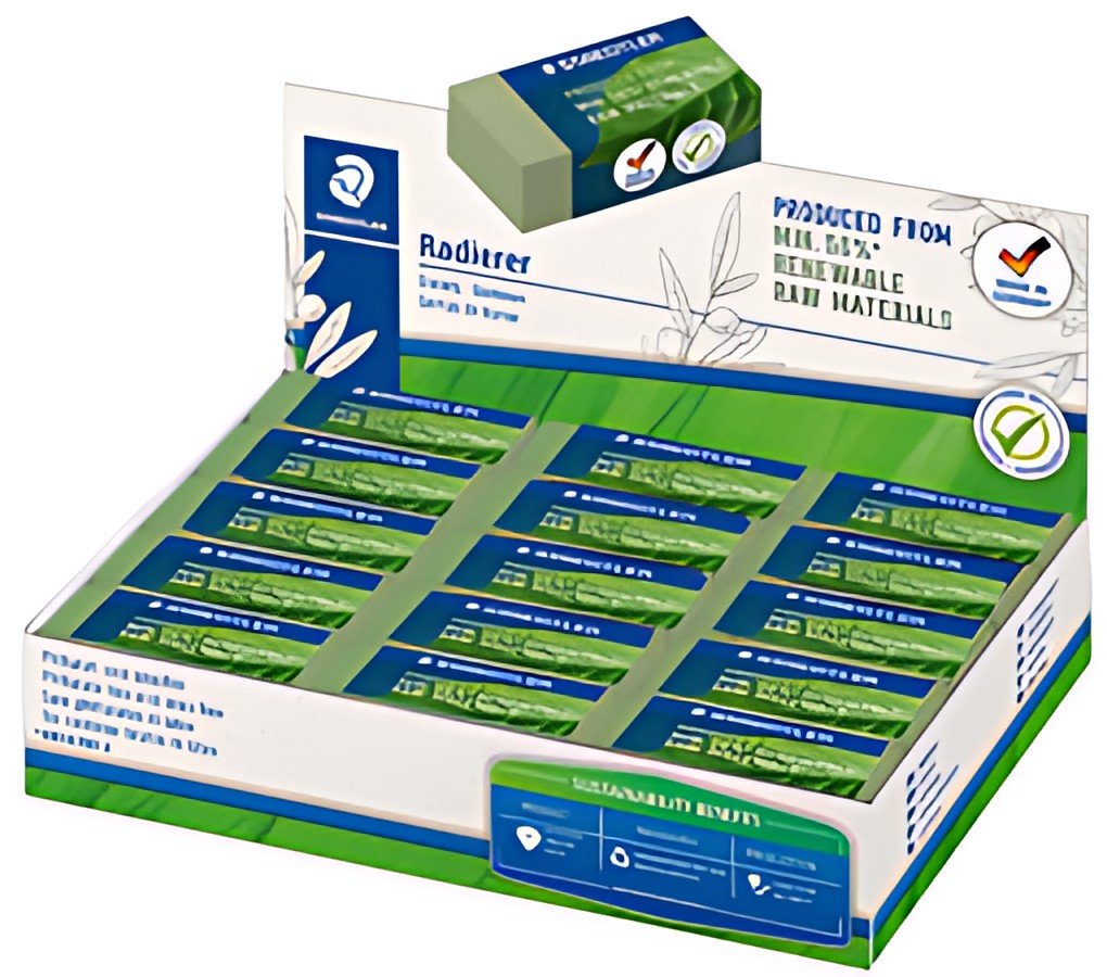 STAEDTLER Gomme, 43 x 19 x 13 mm, vert olive, présentoir 30