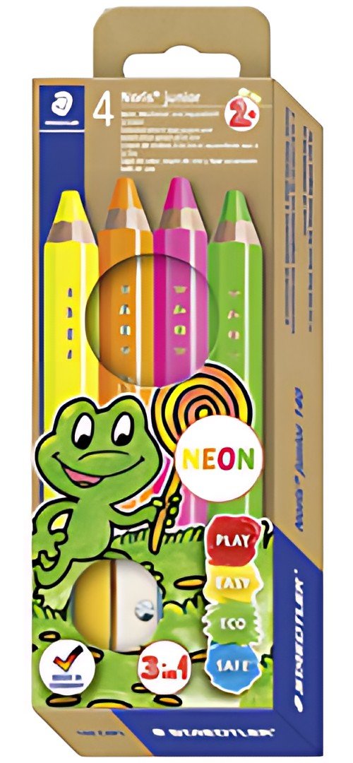 STAEDTLER Crayon de couleur Noris junior FLUO, étui de 4