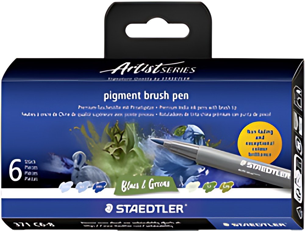 STAEDTLER Feutre pigment brush pen "Blues & Greens"