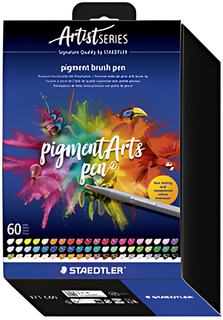 STAEDTLER Feutre pigment brush pen, étui carton de 60