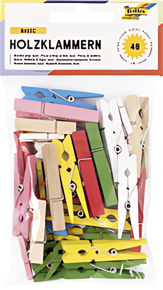 folia Pince à linge en bois, couleurs et tailles assorties