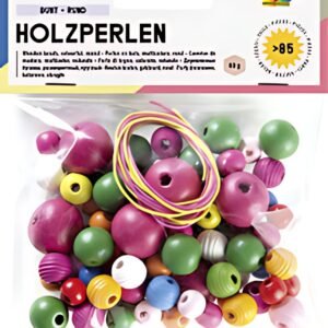folia Perles en bois, rond, assorti en taillles et couleurs