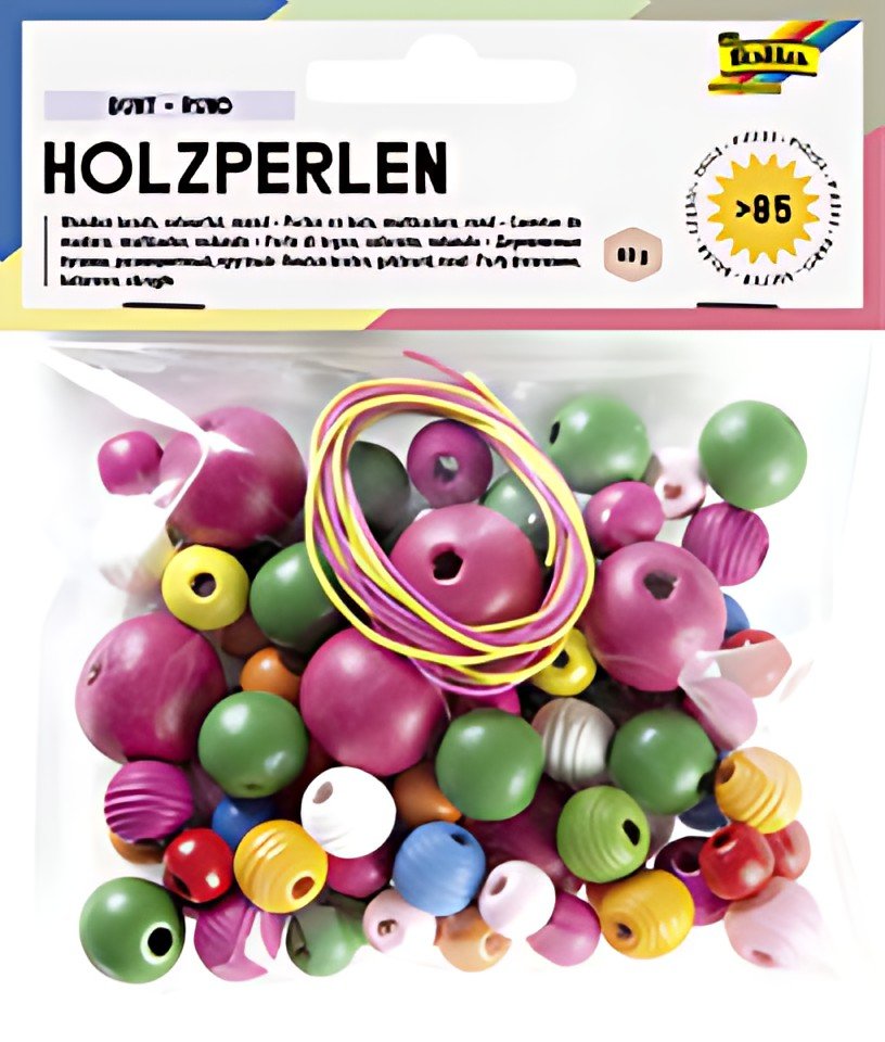 folia Perles en bois, rond, assorti en taillles et couleurs