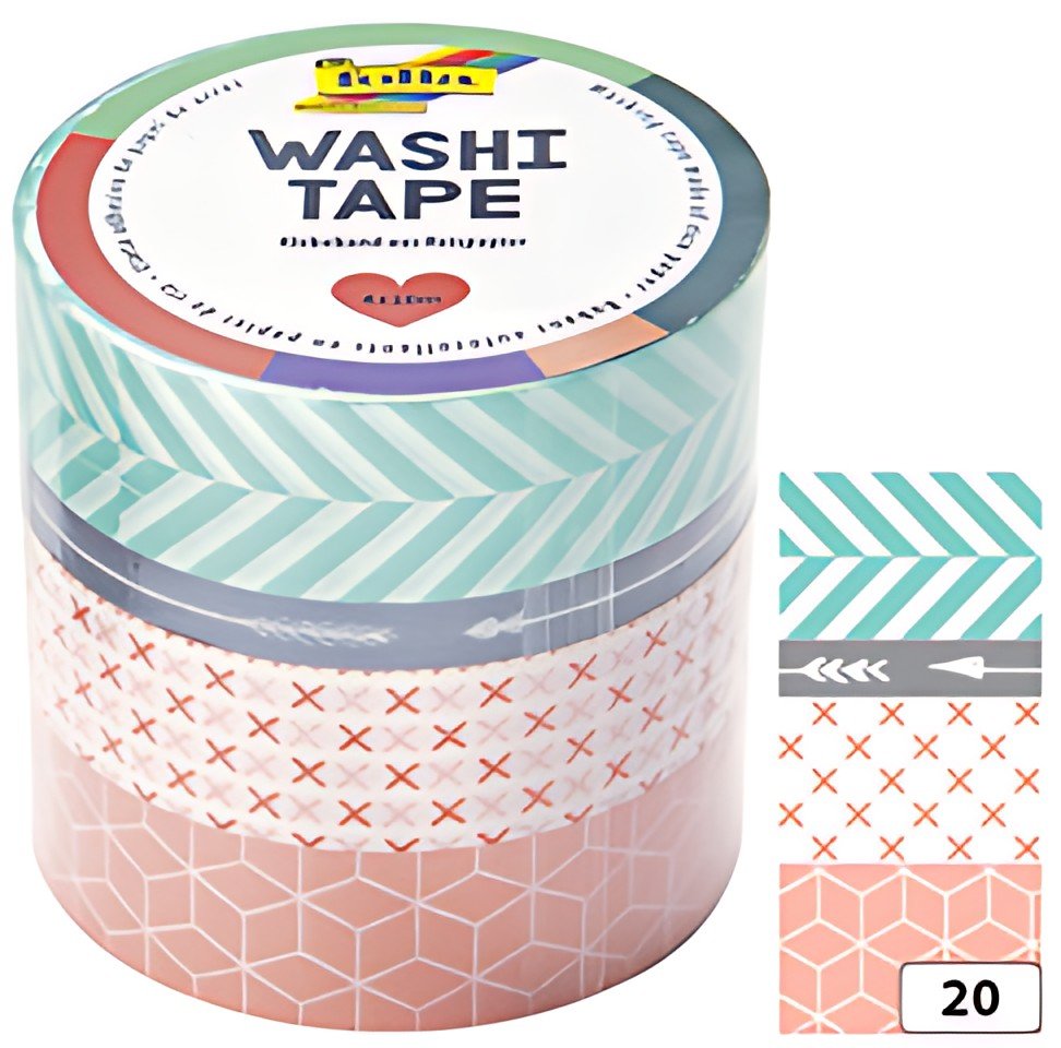 folia Rubans autocollants déco Washi-Tape GEOMETRIQUE