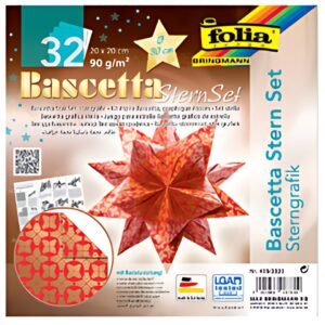 folia Feuilles de papier pliable étoile Bascetta, rouge