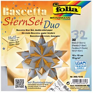 folia Feuilles de papier pliable étoile Bascetta, 75 g/m2