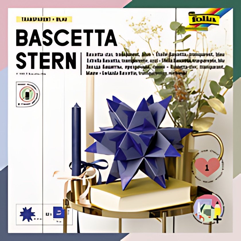 folia Feuilles de papier pliable étoile Bascetta, bleu