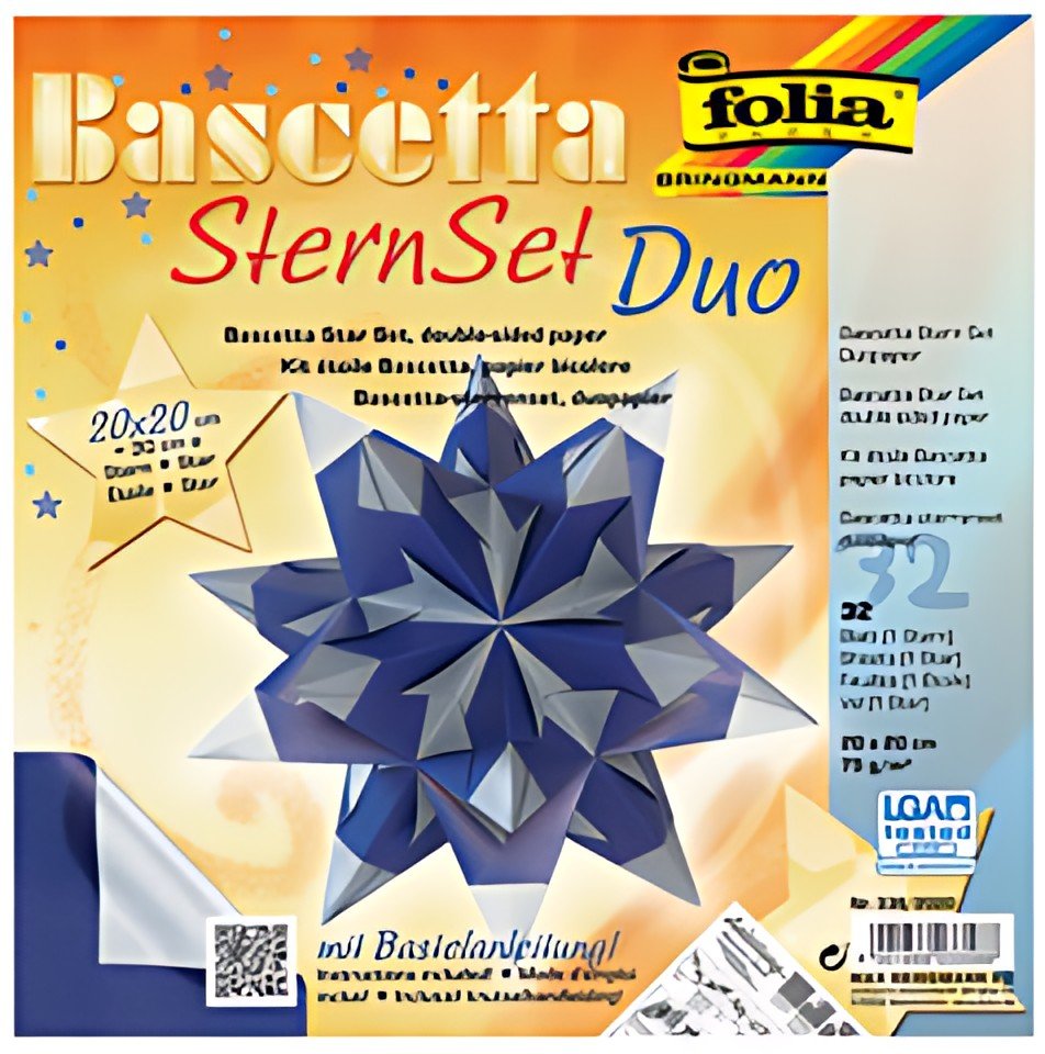folia Feuilles de papier pliable étoile Bascetta, 75 g/m2
