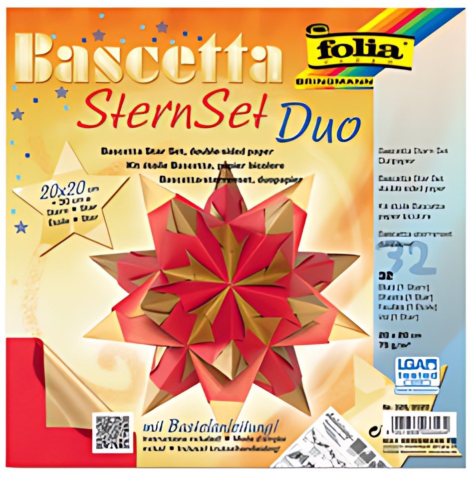 folia Feuilles de papier pliable étoile Bascetta, 75 g/m2