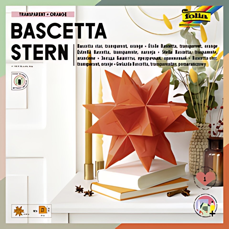folia Feuille de papier pliable étoile Bascetta, orange