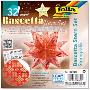 folia Feuilles de papier pliable étoile Bascetta, rouge /