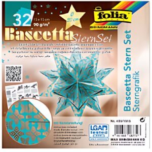 folia Feuilles de papier pliable étoile Bascetta, turquoise/