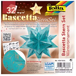 folia Feuilles de papier pliable étoile Bascetta, turquoise/