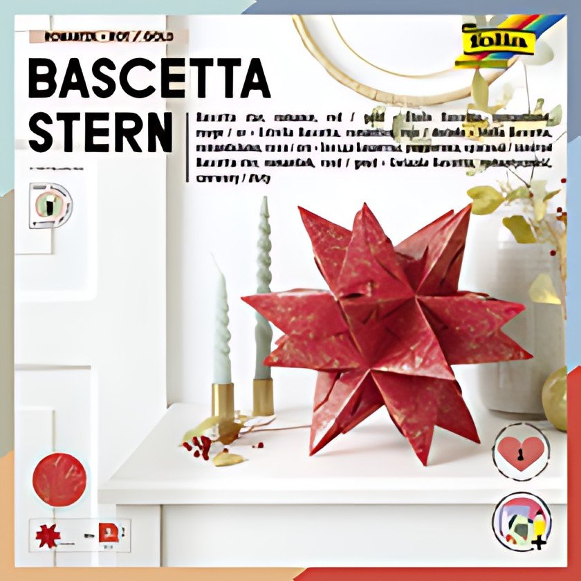 folia Feuilles de papier pliable étoile Bascetta, rouge /