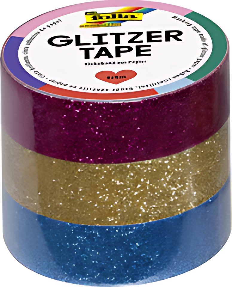 folia Ruban adhésif "Glitter-Tape", rose vif/or/bleu clair